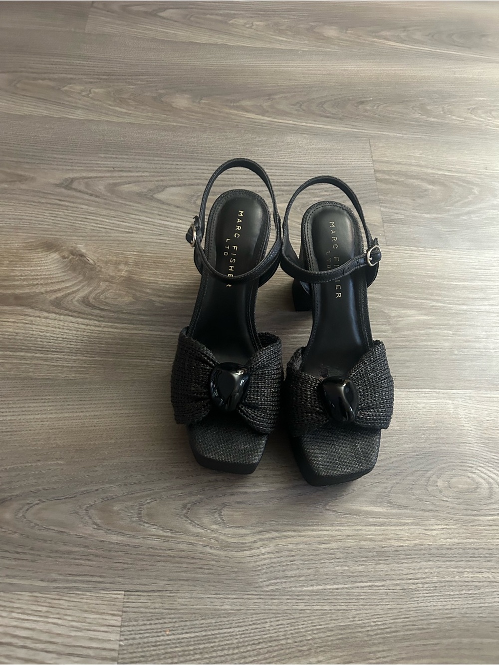 Marc Fisher Black Bow-Accent Slingback Heels